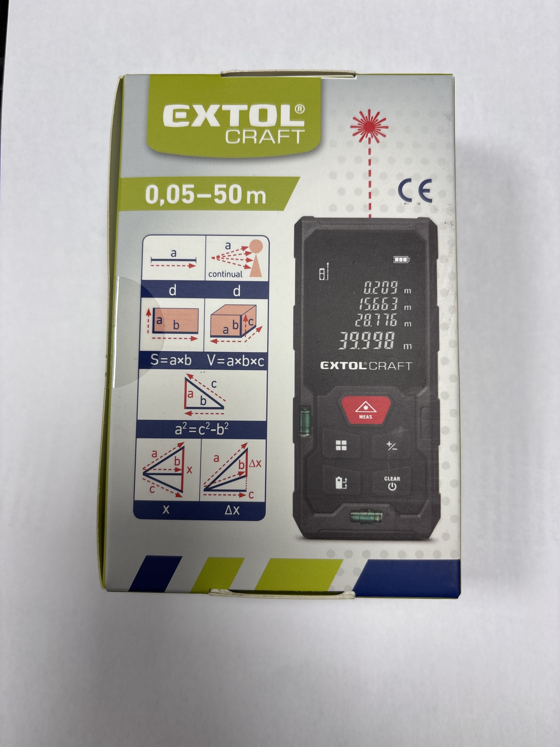 távolságmérő, digitális lézeres; mérési tartomány: 0,05-50m, pontosság: +/-  2 mm,  72 g termék fő termékképe