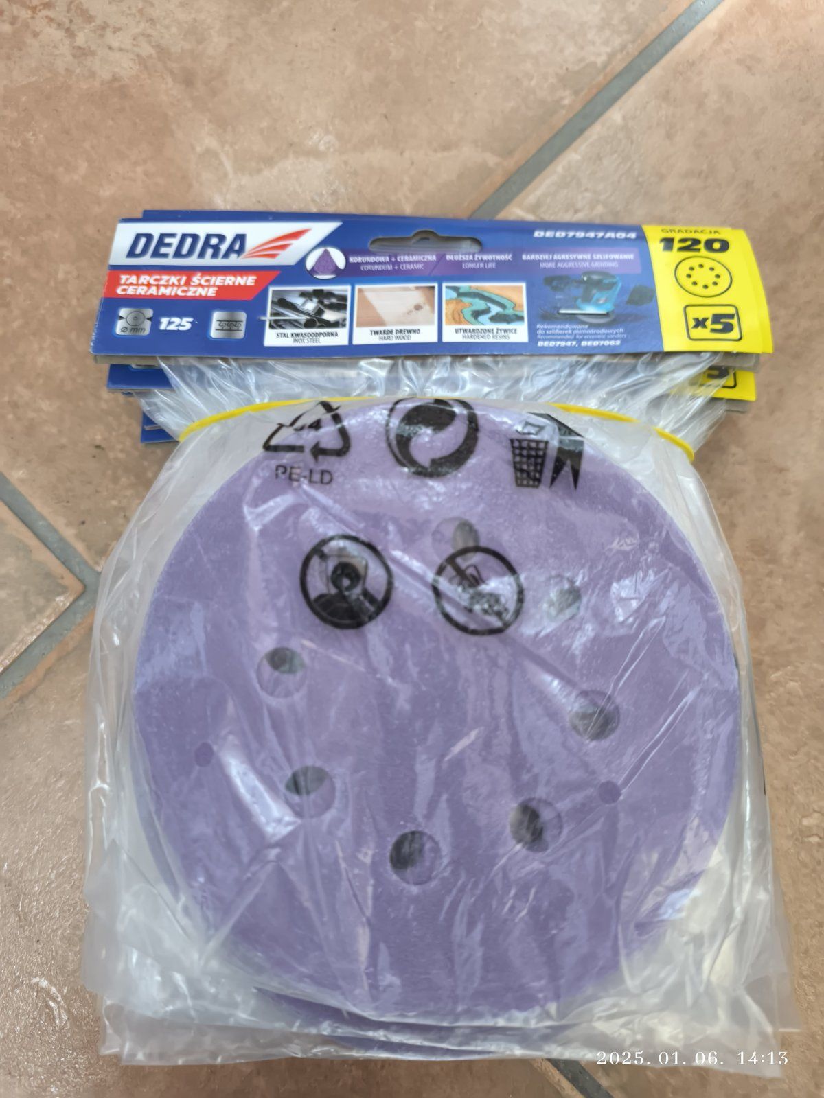 DEDRA Csiszolópapír 125mm 8 lyukas P120 5db / csomag termék fő termékképe