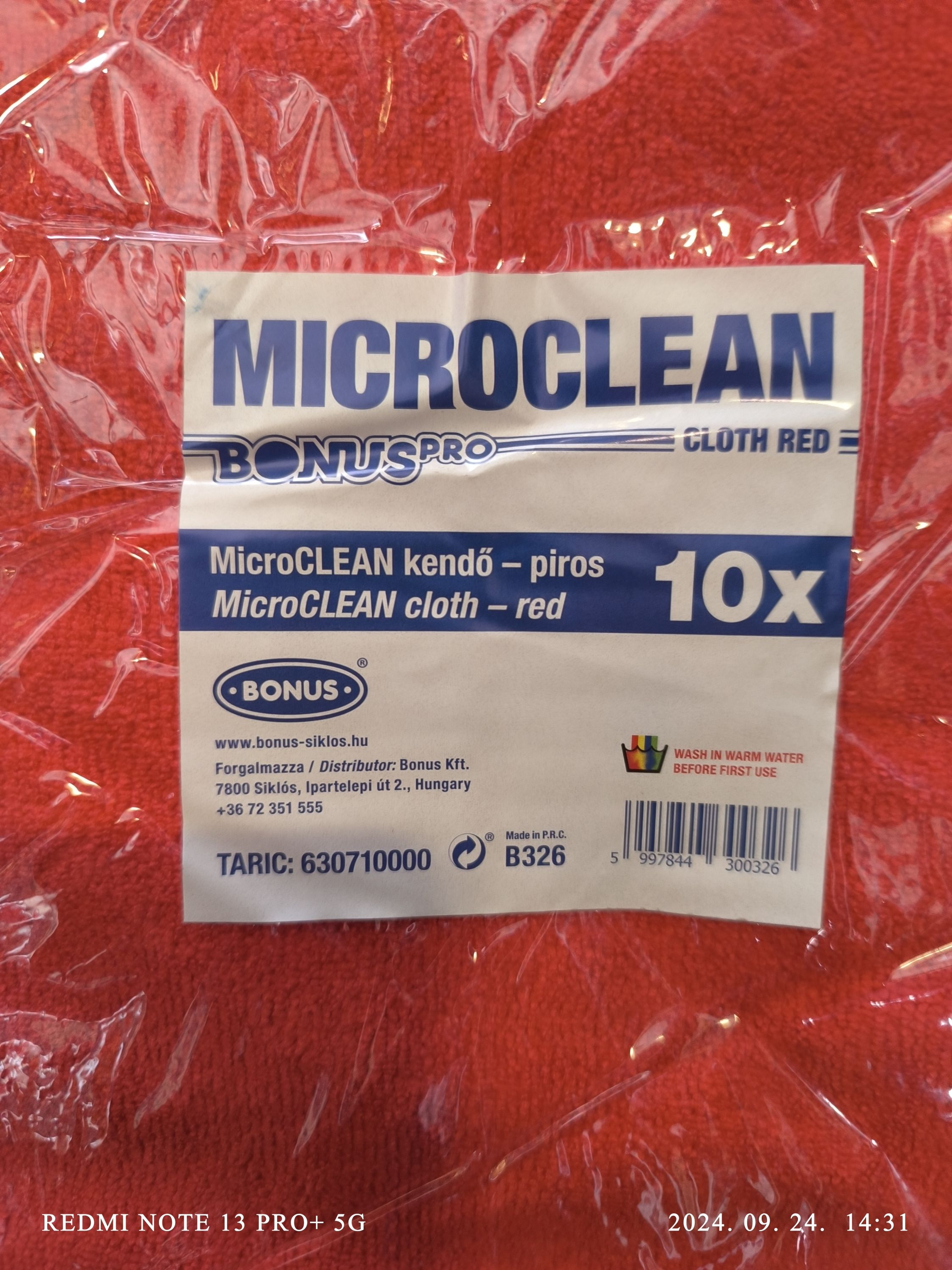 Bonus Pro Microclean piros kendő termék fő termékképe