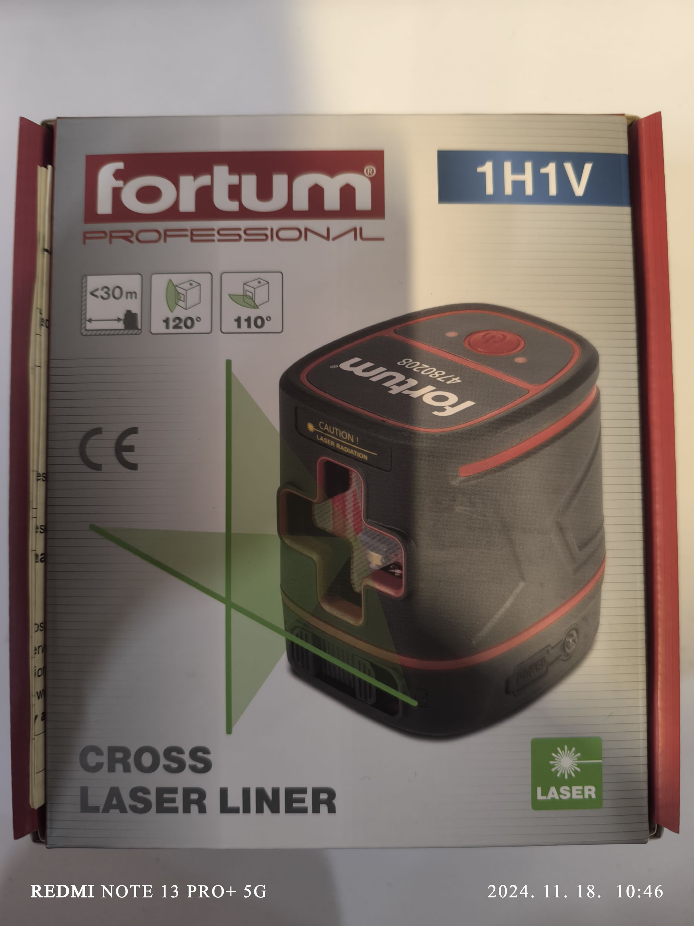 FORTUM PROFESSIONAL automatikus lézeres vízszintező, ZÖLD, 1H1V, Li-ion termék fő termékképe