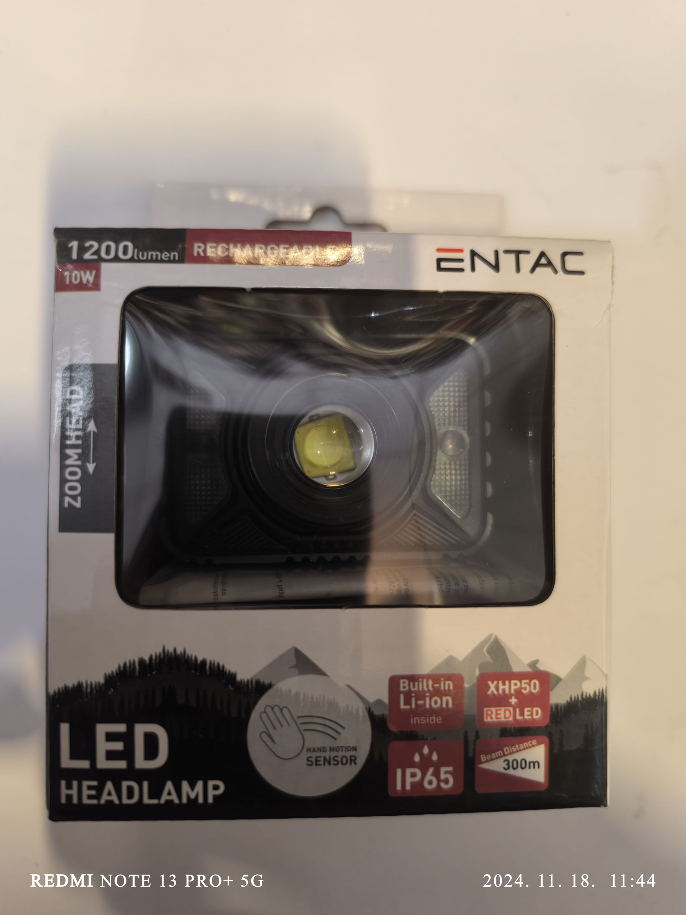 ENTAC FEJLÁMPA fókuszálható szenzoros 10W XHP50+RED termék fő termékképe