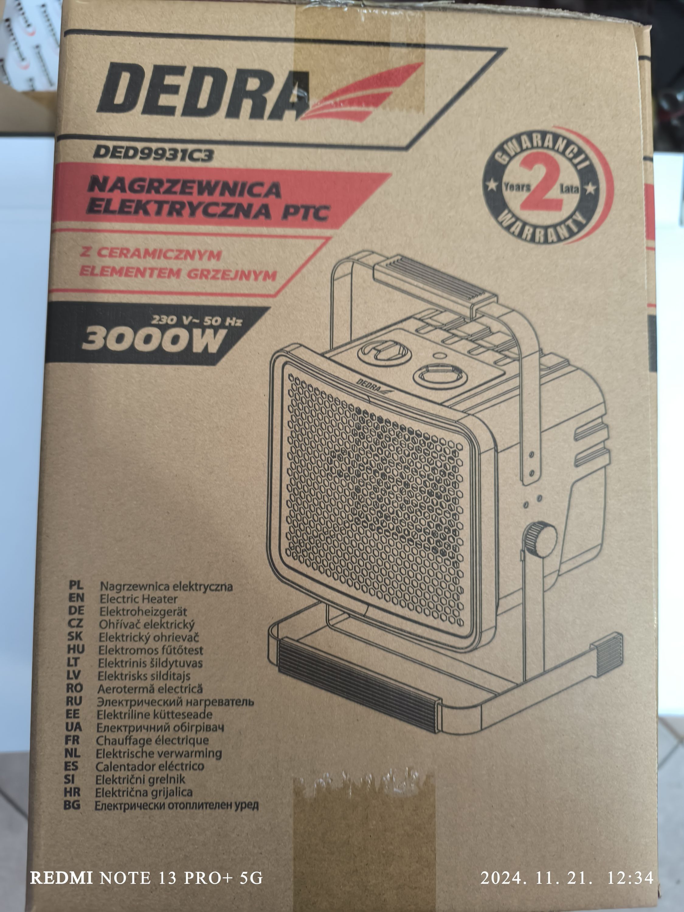 DEDRA Elektromos hőlégfúvó 3,0kW PTC termék fő termékképe