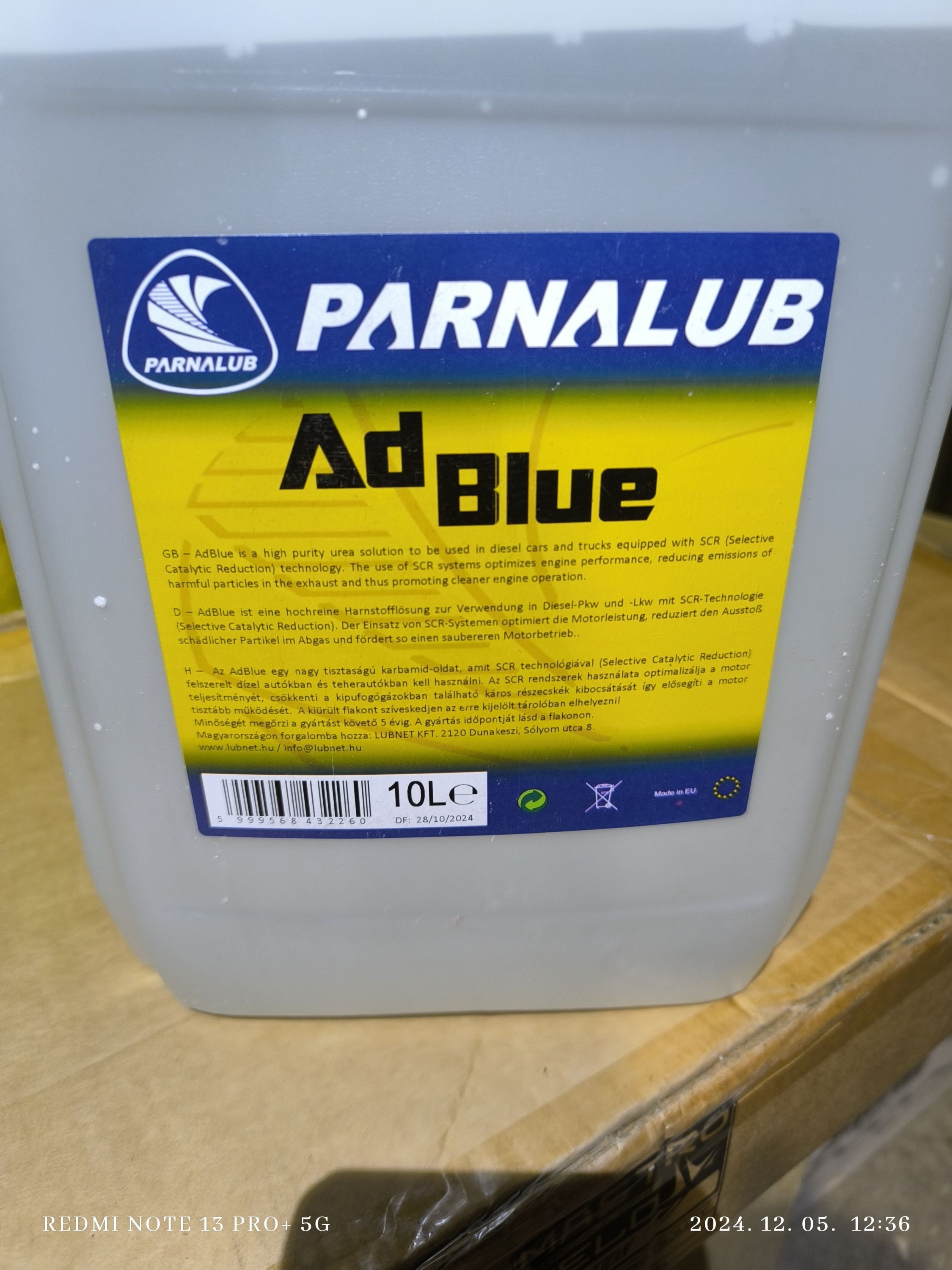 PARNALUB Adblue 10 literes termék fő termékképe