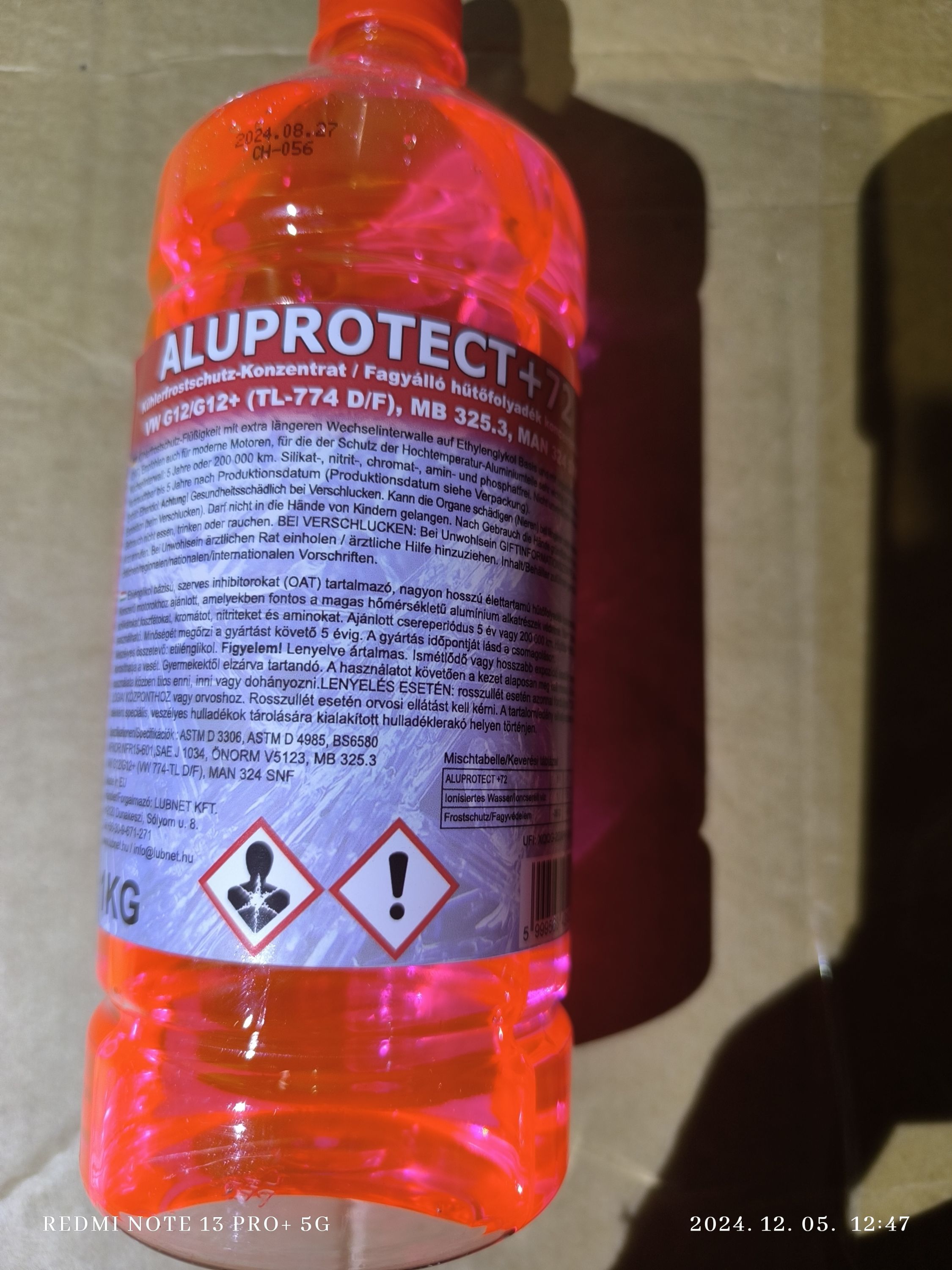 ALUPROTECT + 72 Fagyáló hűtőfolyadék koncentrátum 1 Literes termék fő termékképe