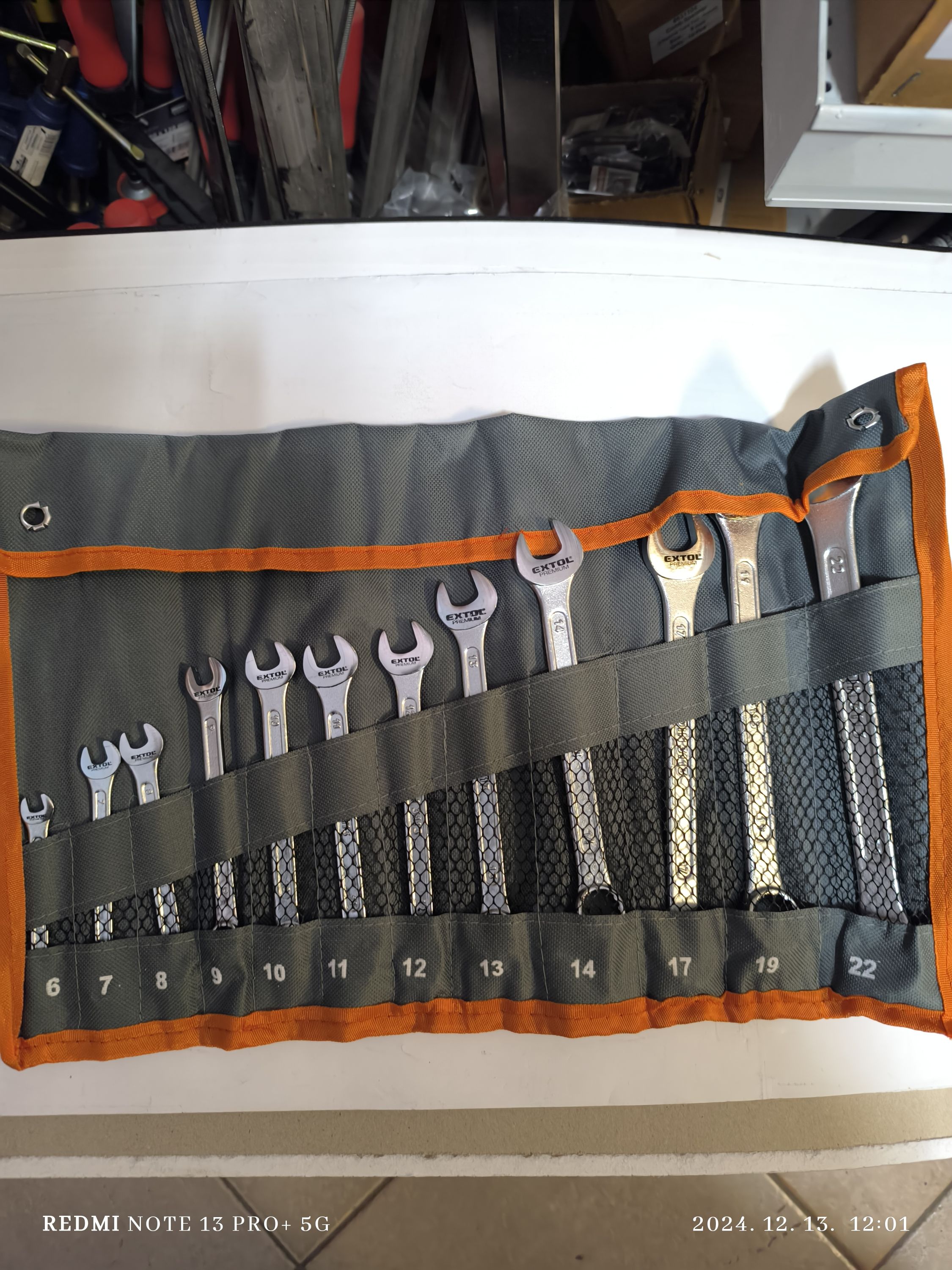 EXTOL PREMIUM Csillag-villás kulcs készlet, CrV, vászon tartóban 12 részes termék fő termékképe