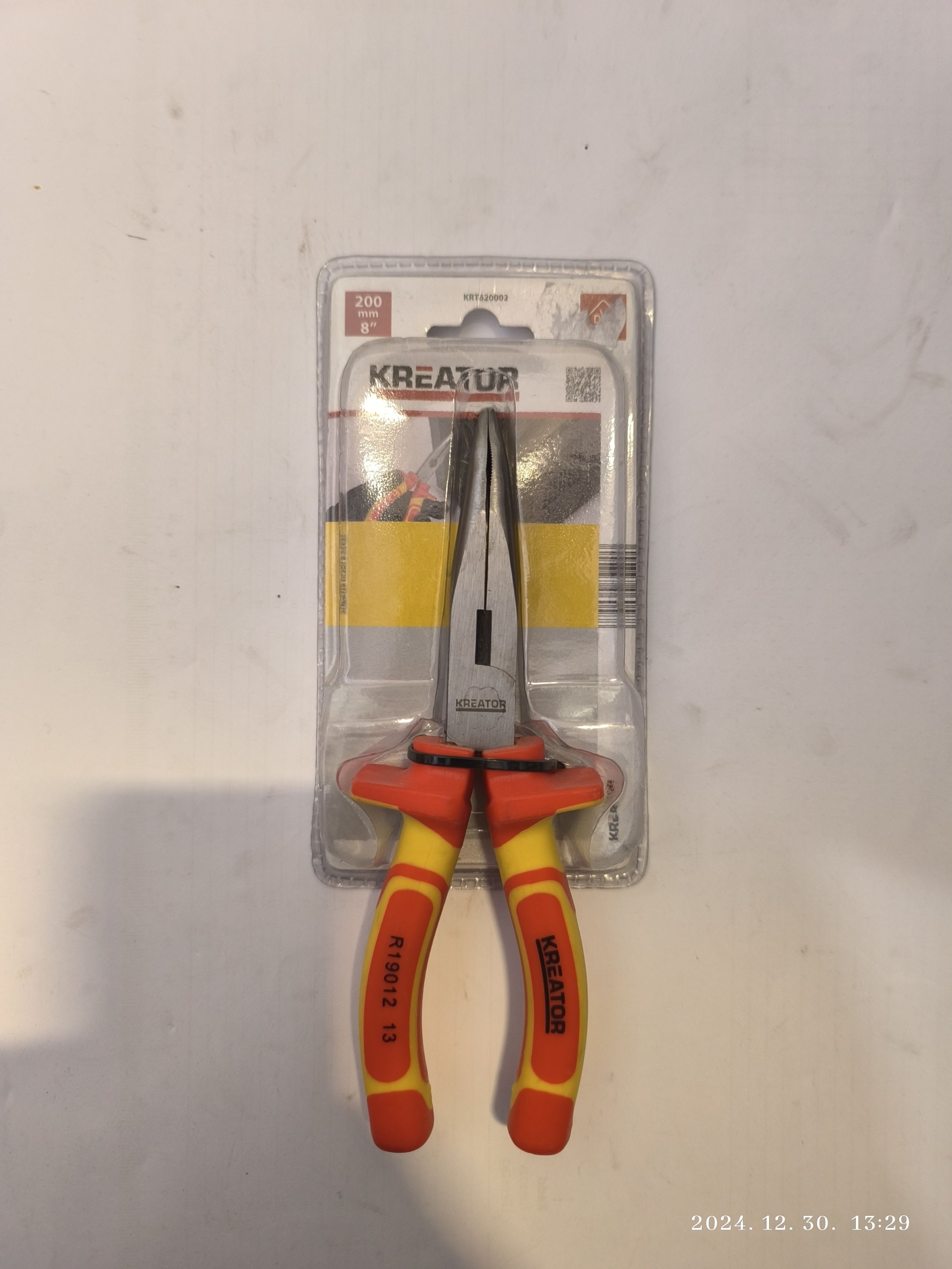 KREATOR Szigetelt csőrös fogó hajlított 200mm termék fő termékképe