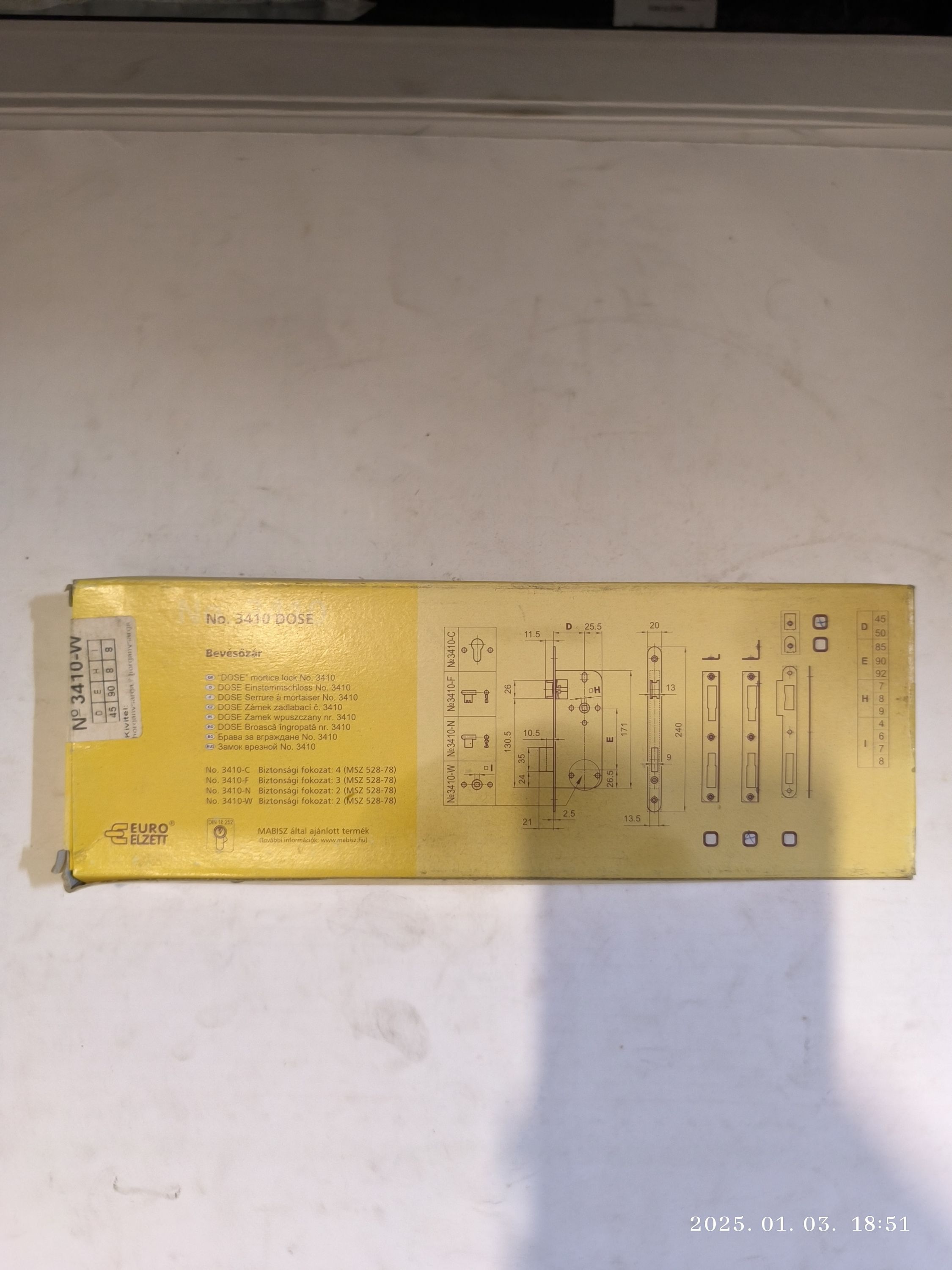 EURO ELZETT  bevésőzár DOSE termék fő termékképe