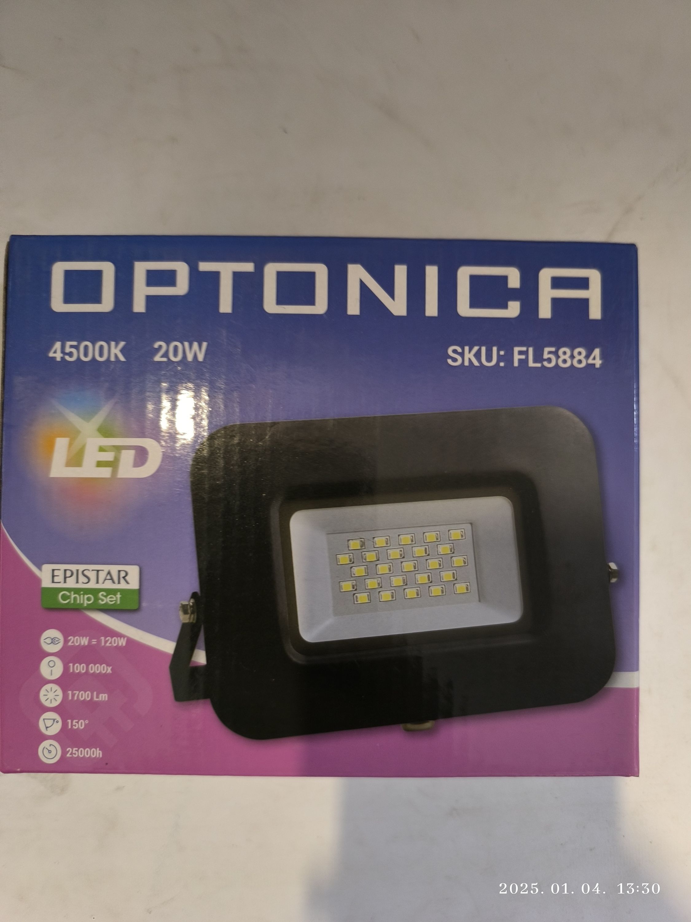 OPTONICA Led reflektor  20W 4500K Black-White termék fő termékképe
