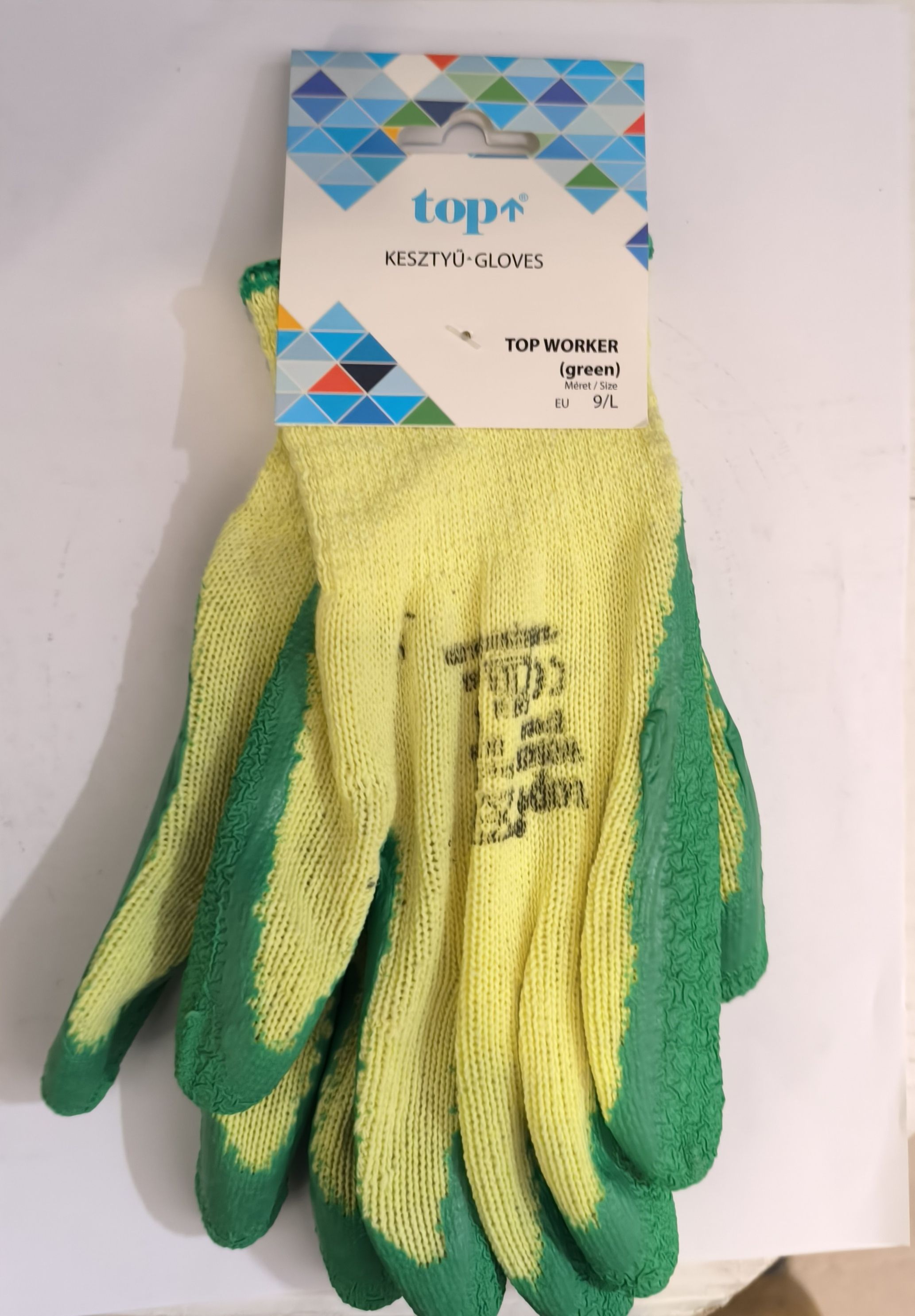 TOP WORKER Védőkesztyű poliészter zöld L/9 termék fő termékképe