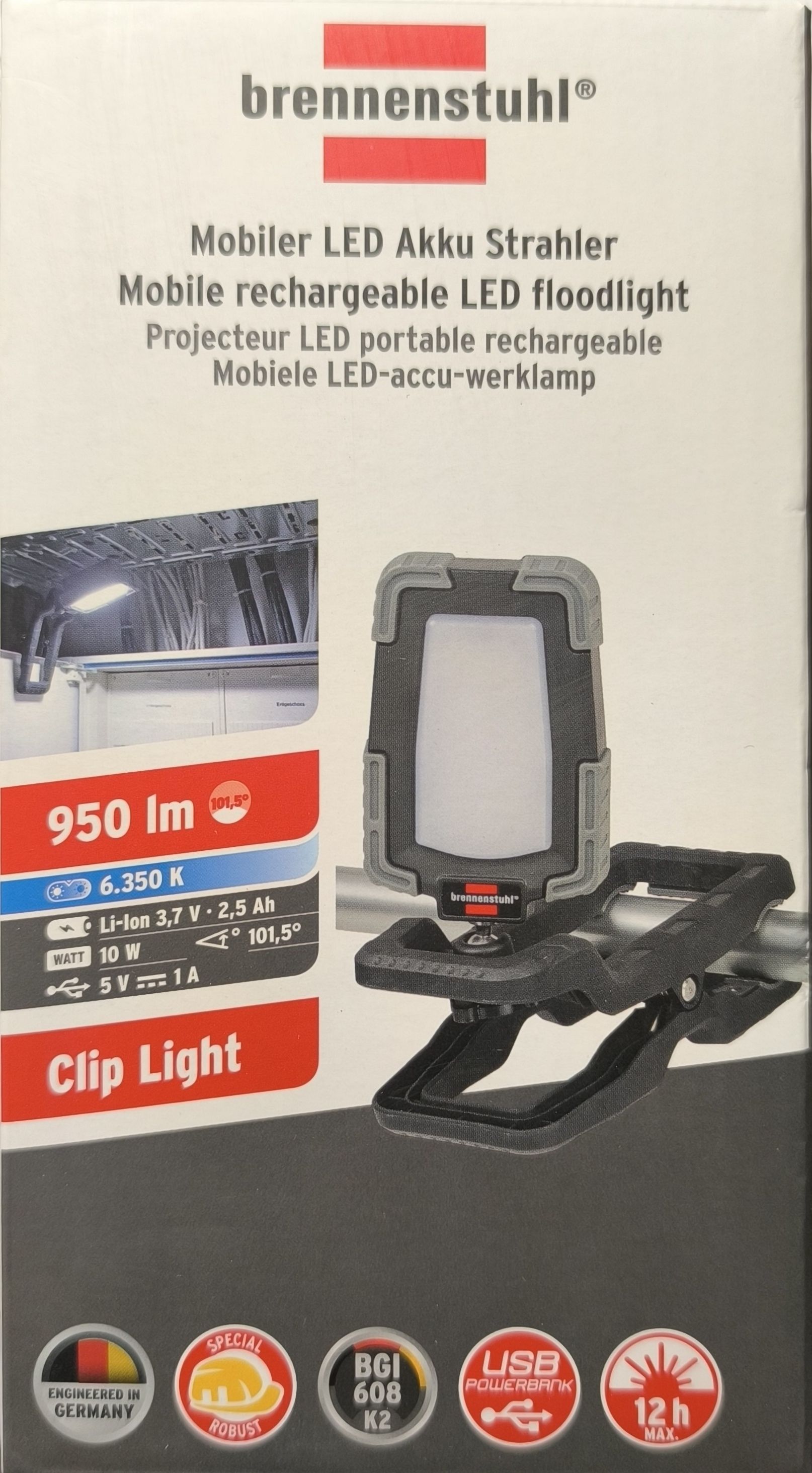 BRENNENSTUHL  Mobil LED akkumlátoros reflektor CL 1050 MA 950lm IP65 termék fő termékképe