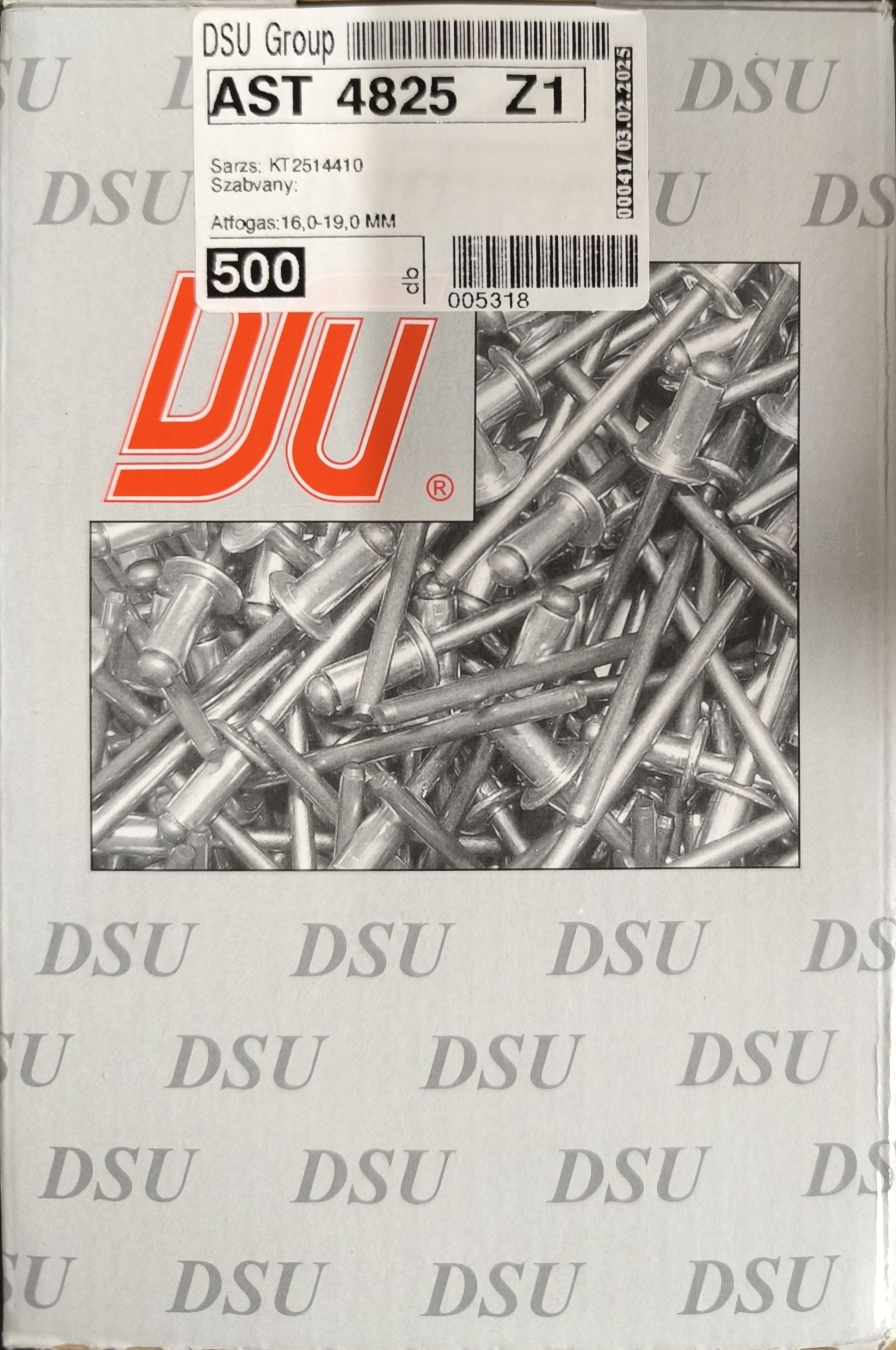 Popszegecs DSU 4,8x25 mm alu-acél nyitott félgömbfjű termék fő termékképe