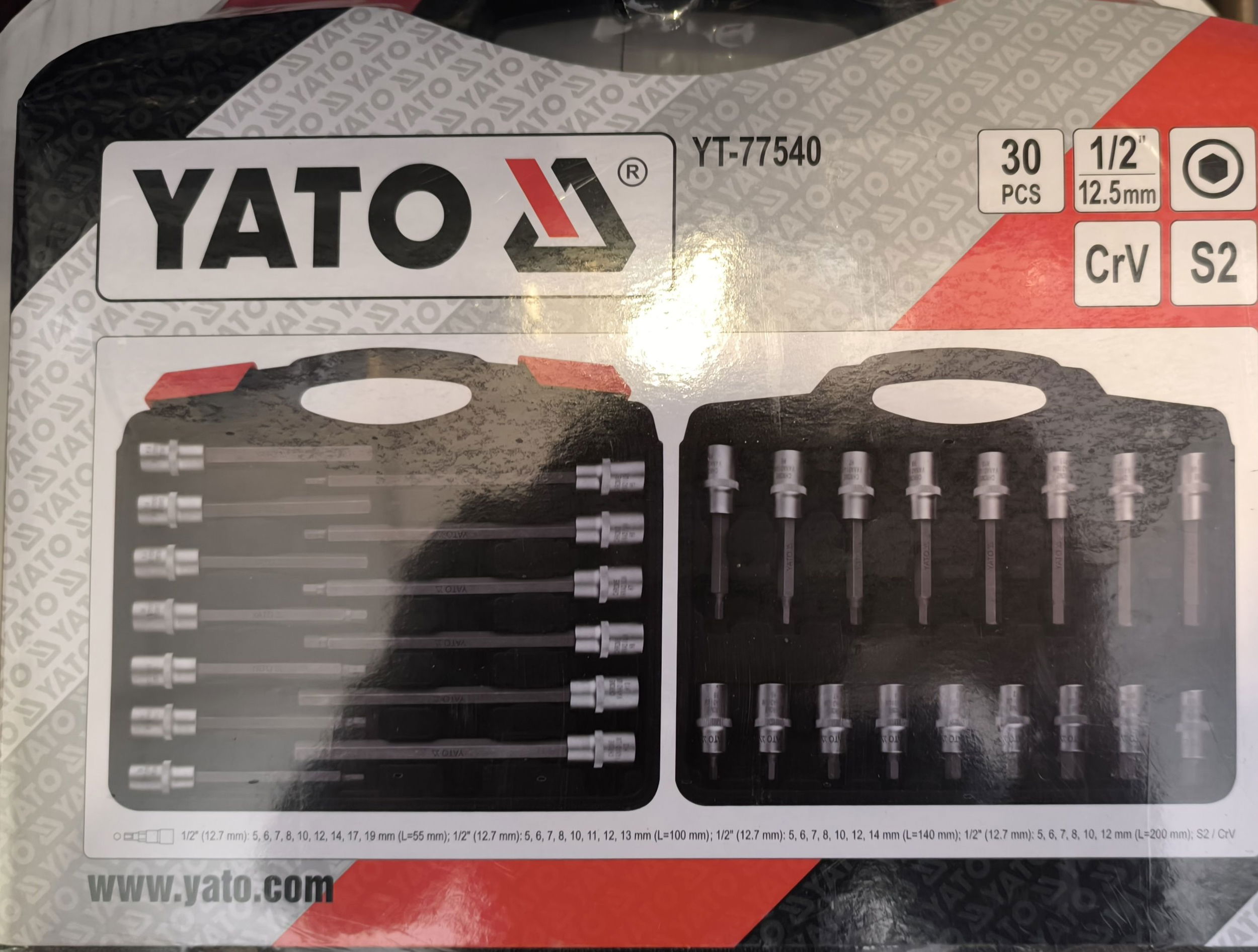 YATO Bit dugókulcs készlet 30 részes Imbusz 1/2" 5-19mm CrV termék fő termékképe