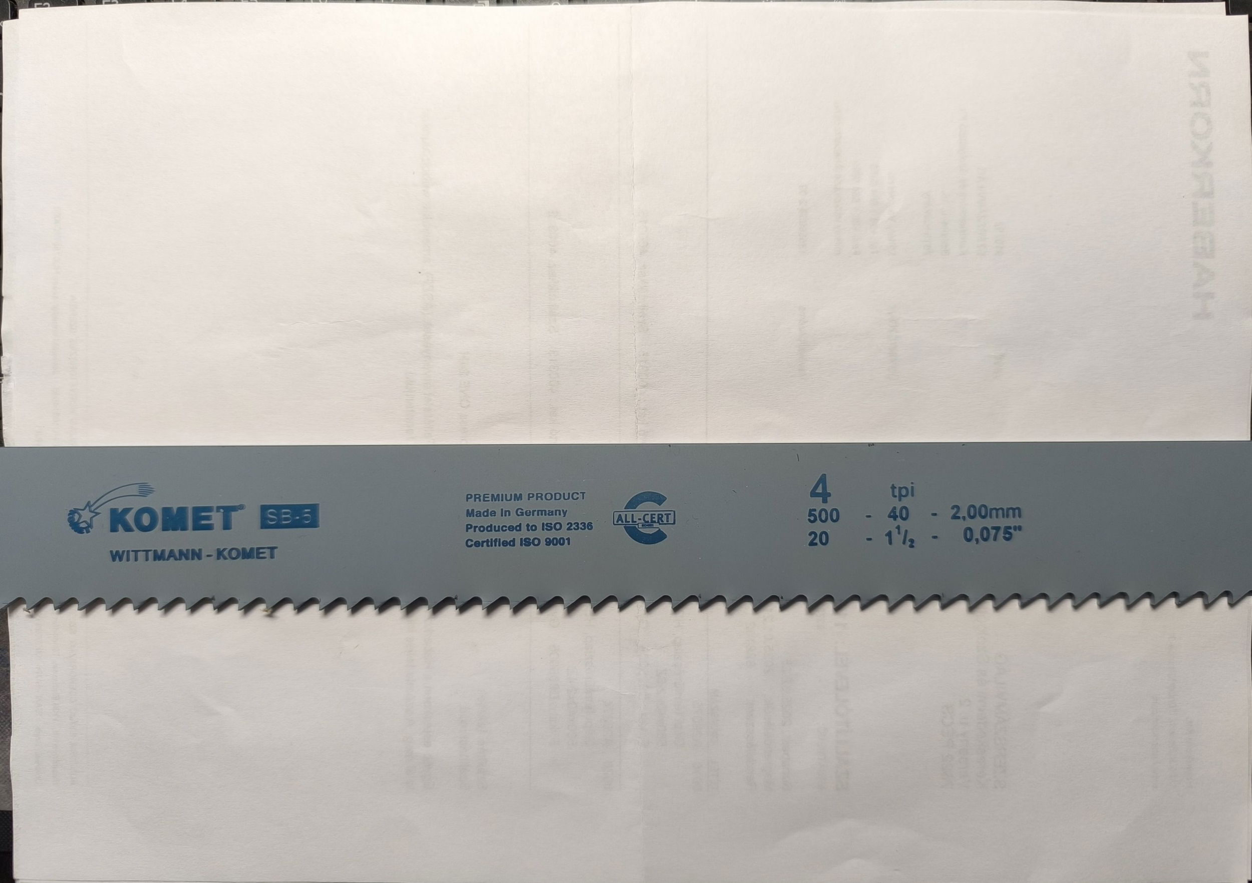 KOMET Gépi fémfűrészlap, HSS SB-5 500x40x2 6Z termék fő termékképe