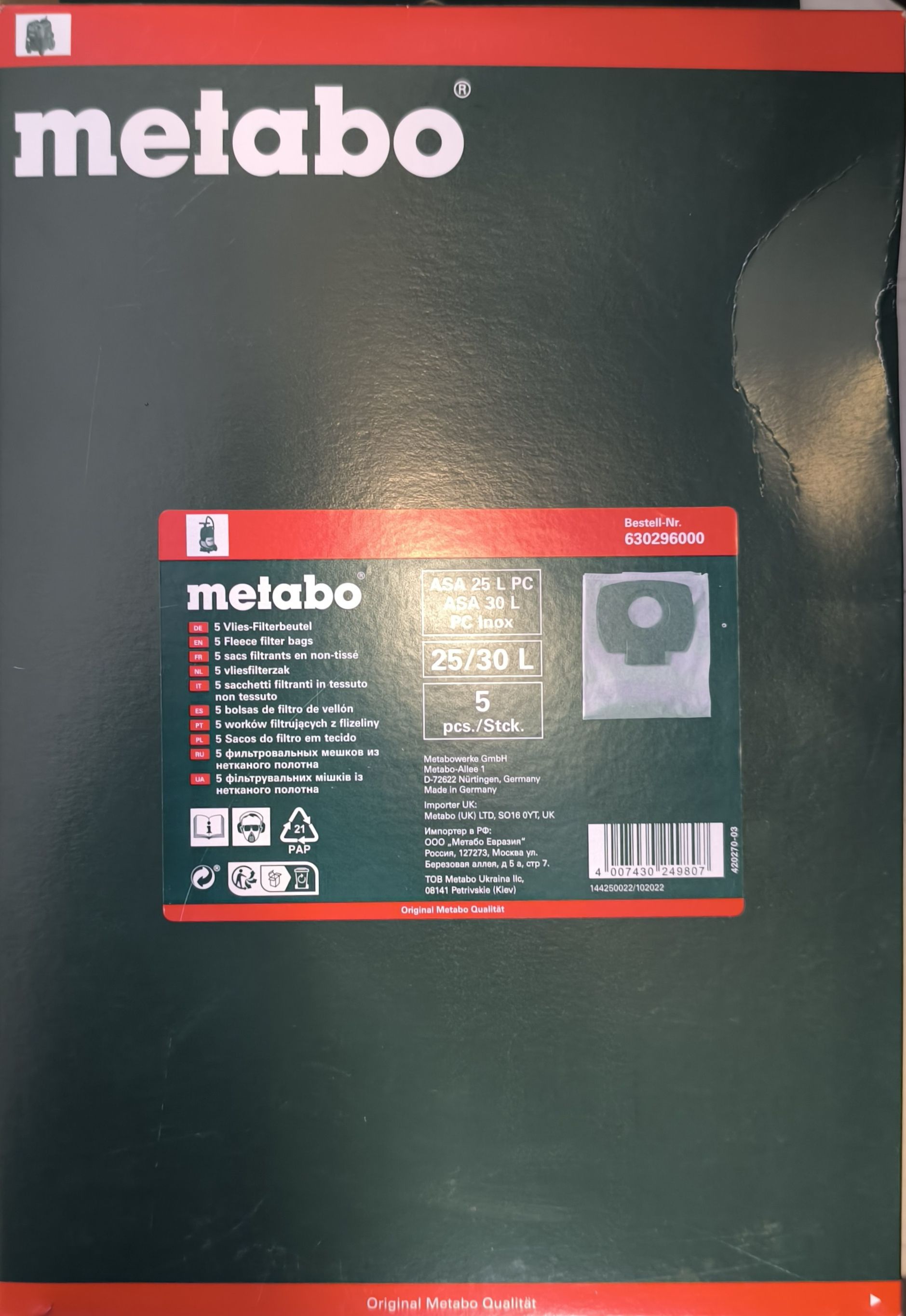 METABO Vlies porzsák 5db/ csomag termék fő termékképe