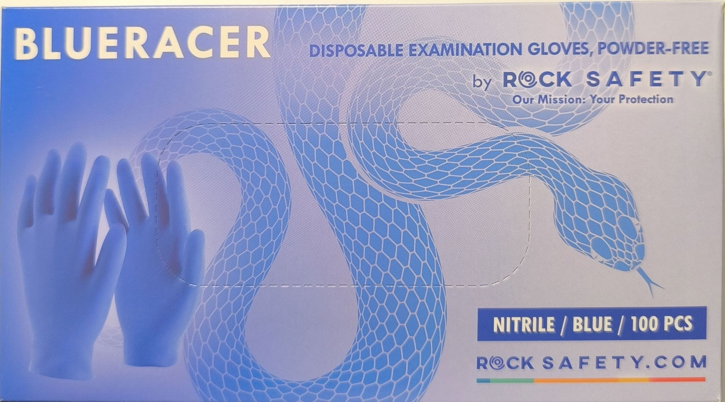 ROCK SAFETY BLUERACER Egyszer használatos nitrit vízsgálókesztyű XL 100db/ doboz termék fő termékképe