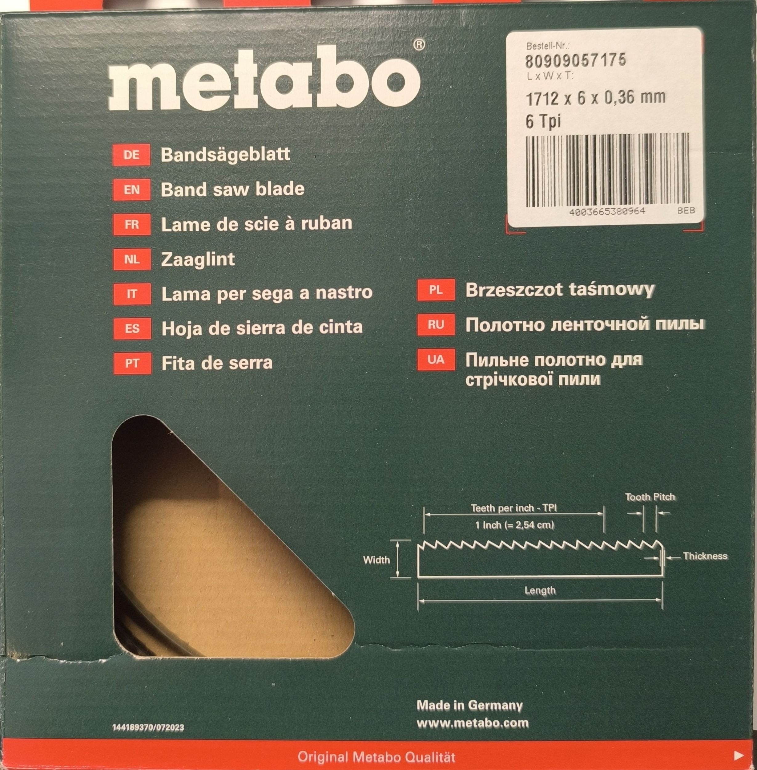 METABO Szalagfűrészlap 1712x6x0,36 A4 termék fő termékképe
