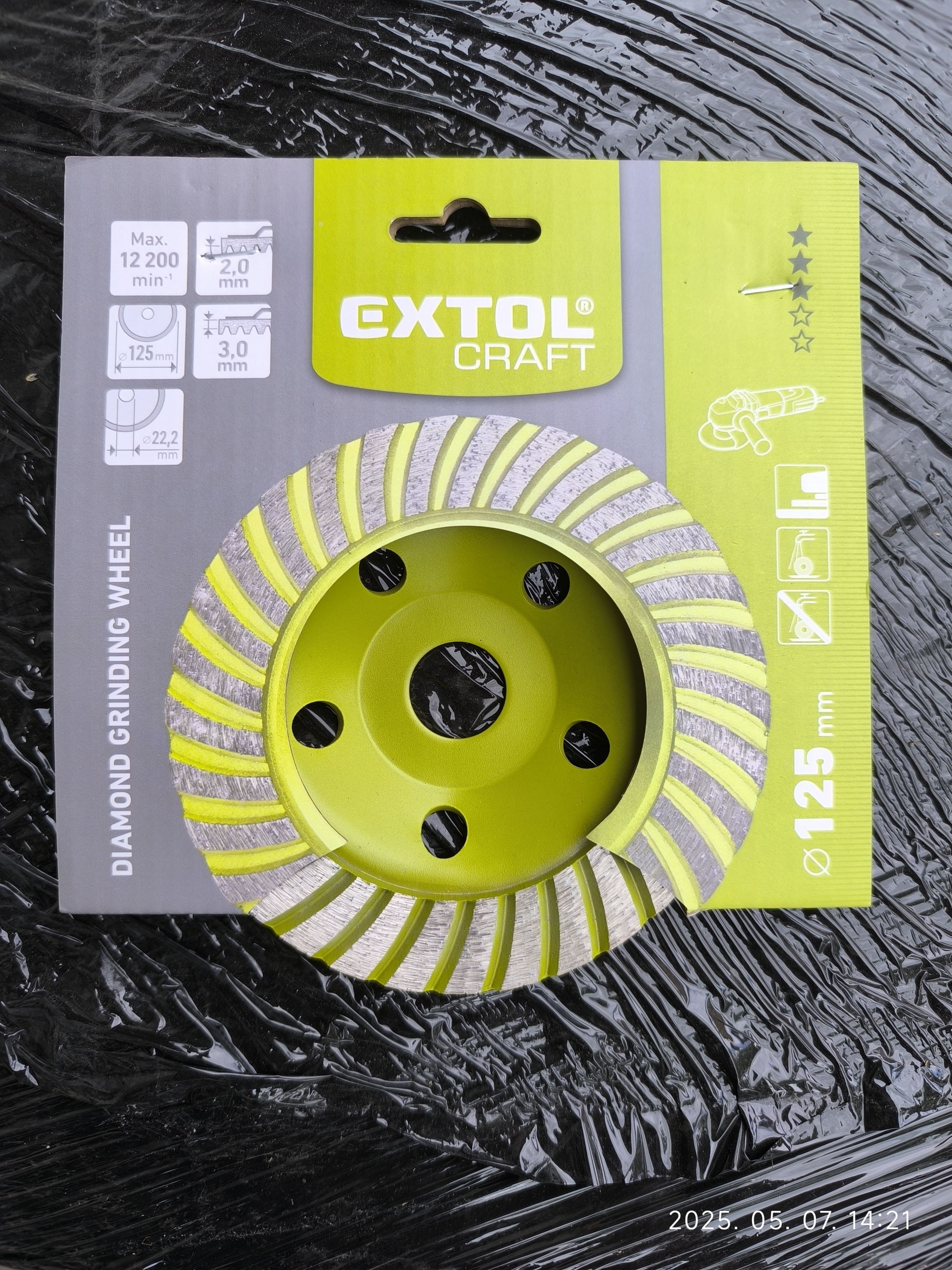 EXTOL CRAFT Gyémántcsiszoló korong 125mm x22,2mm termék fő termékképe