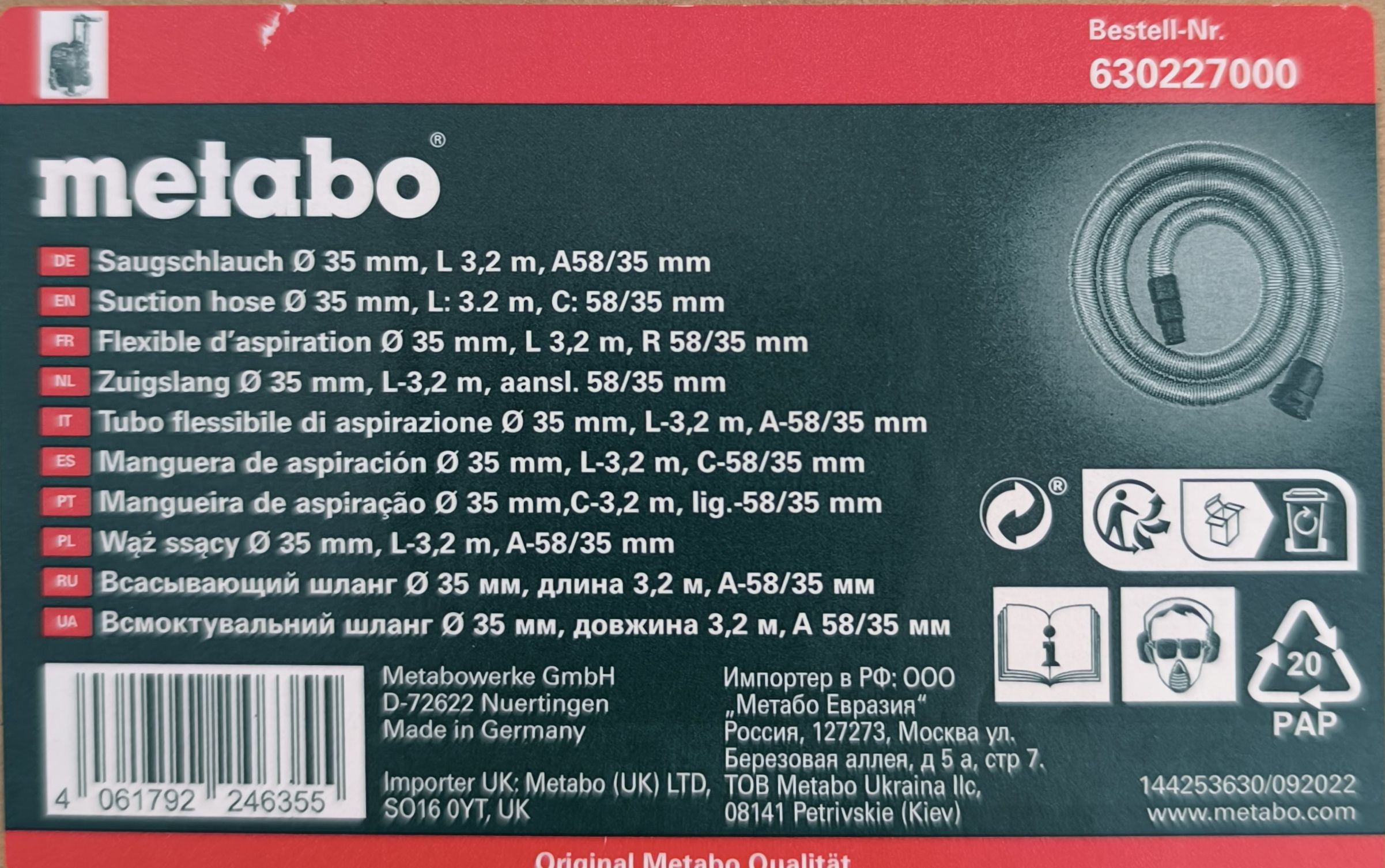 METABO elszívó tömlő termék fő termékképe