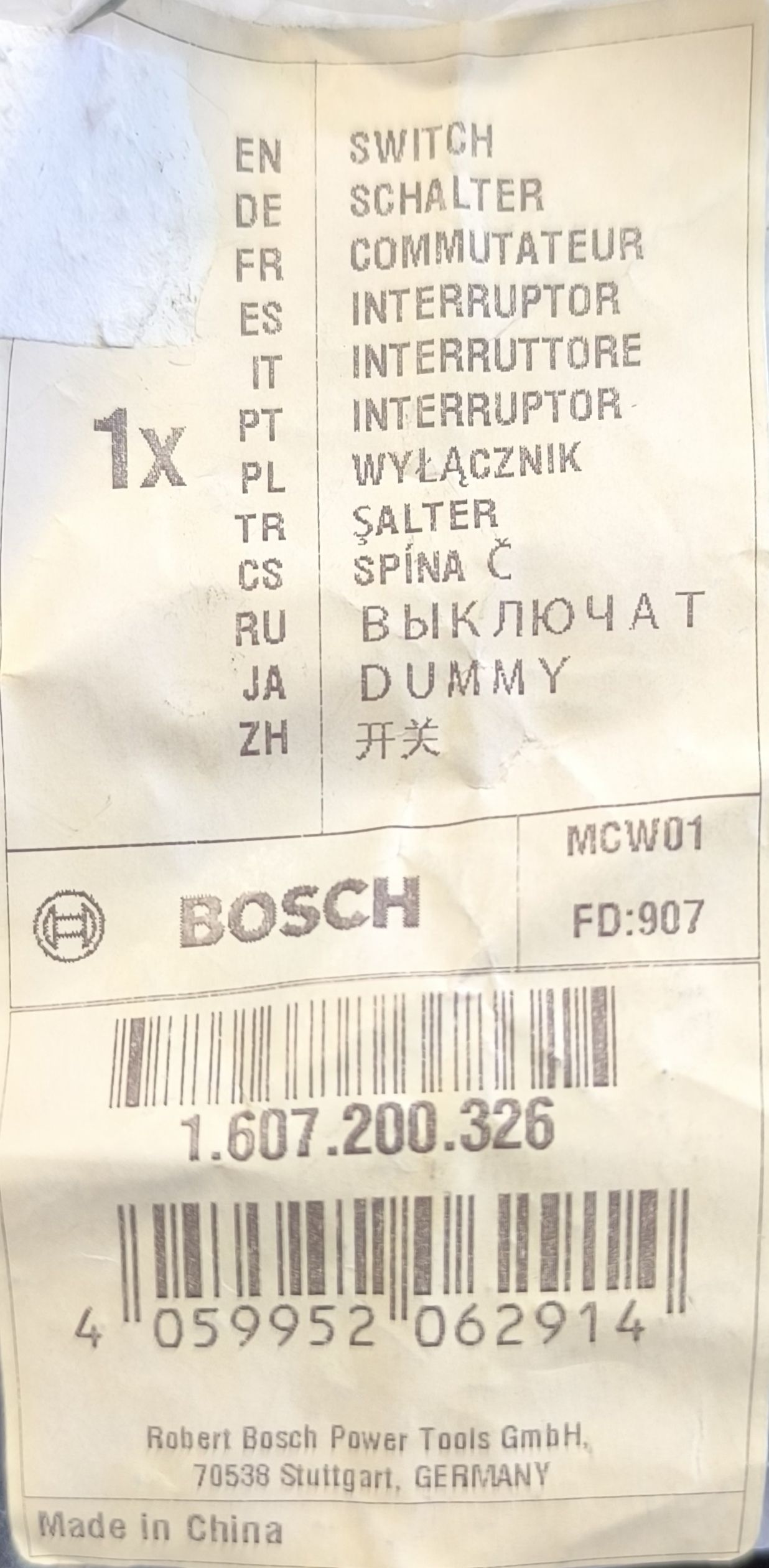 BOSCH alkatrész kapcsoló termék fő termékképe