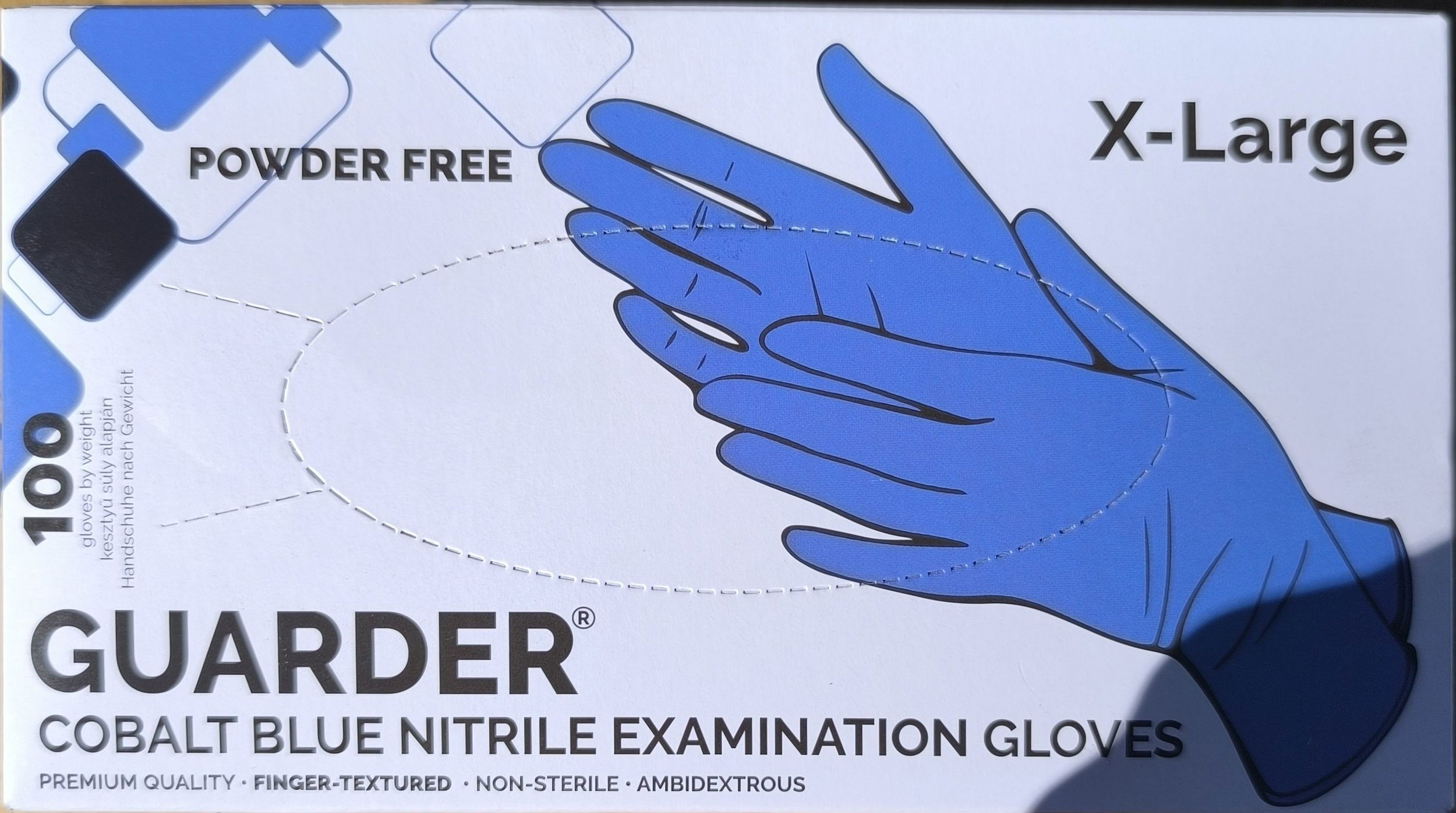 GUARDER Nitril Kobaltkék 3g púdermentees kesztyű XL 100db /doboz termék fő termékképe