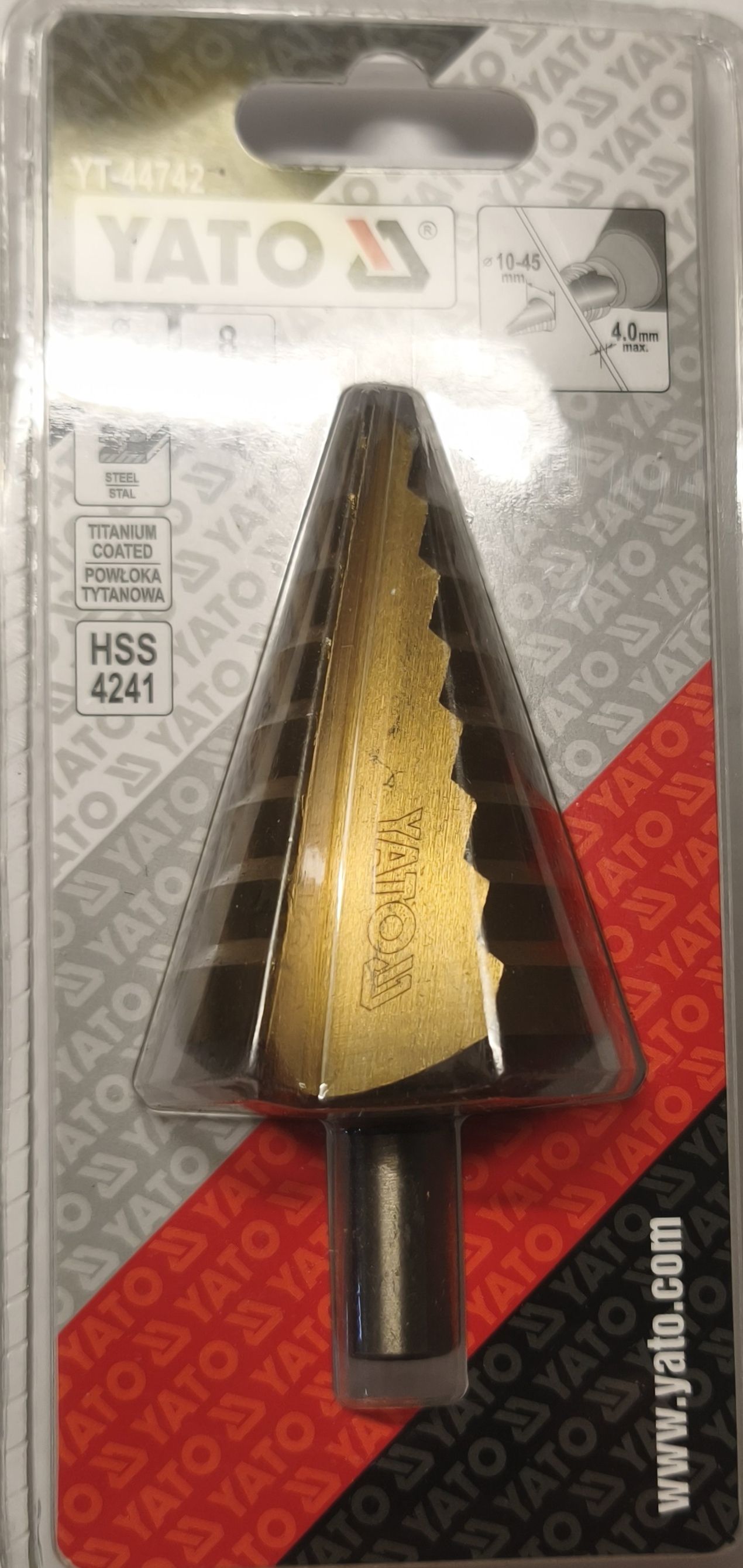 YATO Lépcsős fúró 10-45mm 8 lépcsős HSS titán-nitrid termék fő termékképe