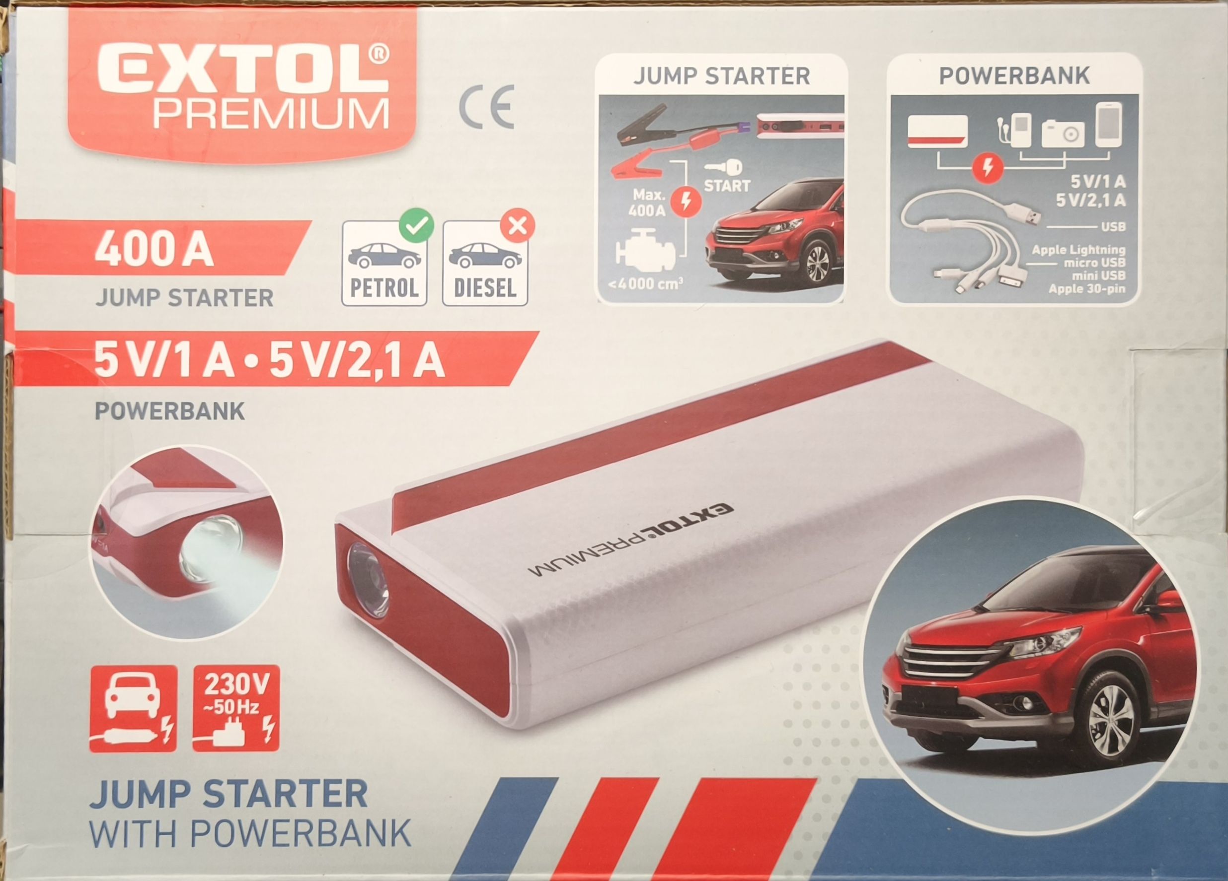 EXTOL PREMIUM Akkumulátoros indító 400A termék fő termékképe