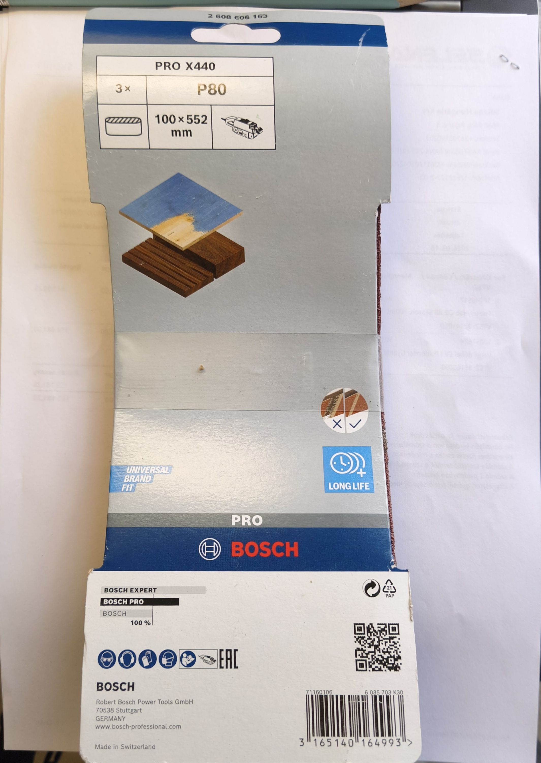 BOSCH X440 Végtelenített csiszolóvászon 100x552mm P80 3db/csomag termék fő termékképe