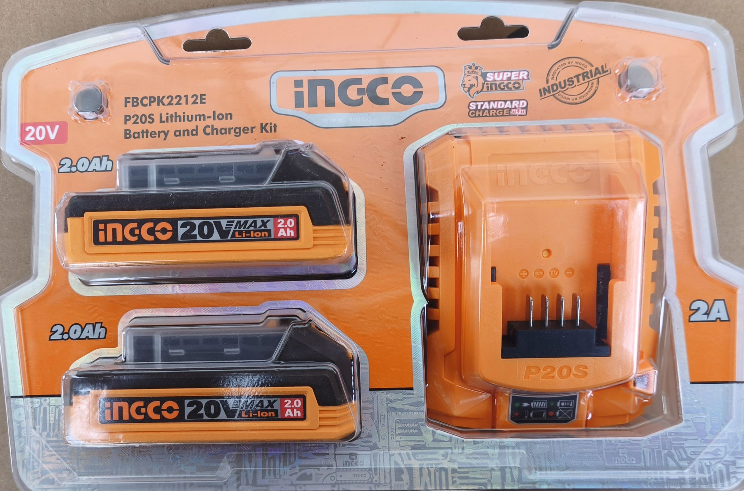 INGCO Akkumlátor  és töltő szett 20V (2x2,0Ah akku +2,0A töltő) termék fő termékképe