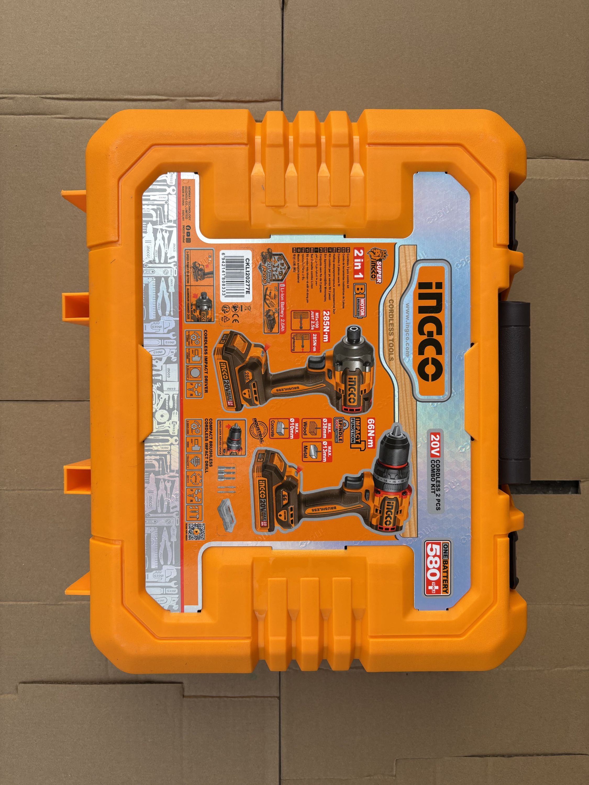 INGCO Akkus erőcsomag 20V Ütvefúró-csavarozó 66Nm+Ütvecsavarozó 1/4" 285 Nm (2db akku + töltő) termék fő termékképe