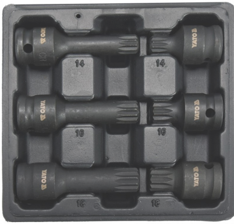 YATO Gépi bit dugókulcs készlet 6 részes Spline 1/2" M14-M18 CrMo termék fő termékképe