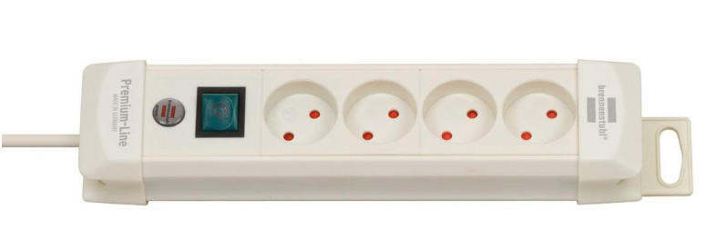 Brennenstuhl Elosztó Premium-Line 4x K típusú aljzat, Dánia - DK K típusú dugó Fehér 1.8m termék fő termékképe