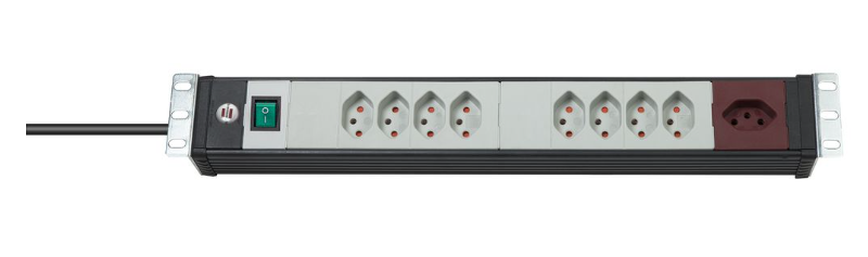 Brennenstuhl Elosztó Premium-Line 9x CH J típusú (T13) aljzat - CH J típusú (T12) dugó Fekete/világosszürke 3m termék fő termékképe