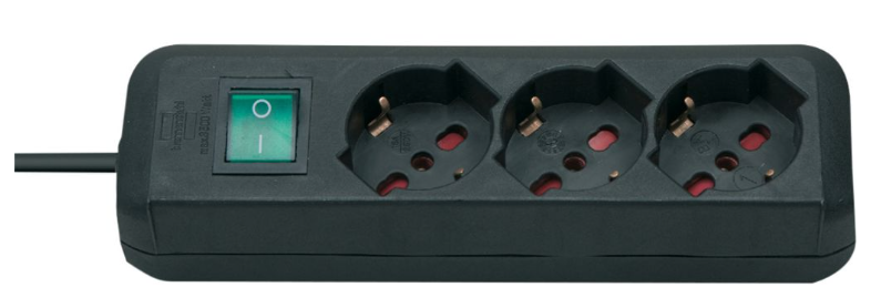 Brennenstuhl Elosztó Eco-Line 3x IT L típusú (P17/11) aljzat - IT L típusú (S17) dugó Fekete 1.4m termék fő termékképe