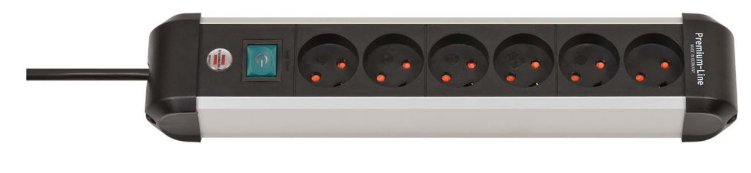 Brennenstuhl Elosztó Premium Alu-Line 6x K típusú aljzat, Dánia - DK K típusú dugó Fekete/világosszürke 3m termék fő termékképe