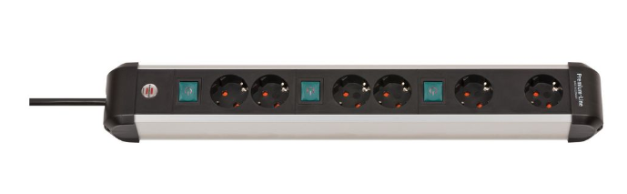 Brennenstuhl Elosztó Premium Alu-Line 6x DE F típusú (CEE 7/3) aljzat - DE F típusú (CEE 7/7) dugó Fekete/világosszürke 3m termék fő termékképe