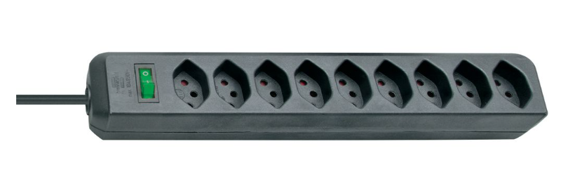 Brennenstuhl Elosztó Eco-Line 9x CH J típusú (T13) aljzat - CH J típusú (T12) dugó Fekete 2m termék fő termékképe