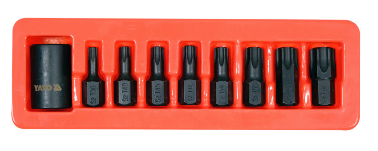 YATO Gépi torx bit készlet 9 részes 1/2" T30-T70 dugókulcs adapterrel termék fő termékképe