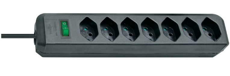 Brennenstuhl Elosztó Eco-Line 7x CH J típusú (T13) aljzat - CH J típusú (T12) dugó Fekete 2m termék fő termékképe