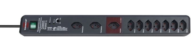 Brennenstuhl Elosztó „mester-szolga” funkcióval Secure-Tec 10x CH J típusú (T13) aljzat - CH J típusú (T12) dugó Fekete 3m termék fő termékképe