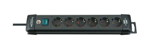 Brennenstuhl Elosztó Premium-Line 6x DE F típusú (CEE 7/3) aljzat - DE F típusú (CEE 7/4) dugó Fekete 3m termék fő termékképe