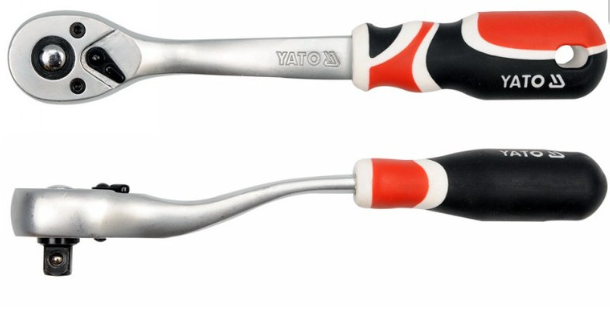 YATO Racsnis hajtószár 3/8" 200 mm 72T hajlított szár, lágy fogantyús CrV termék fő termékképe