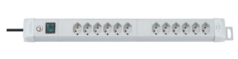 Brennenstuhl Elosztó Premium-Line 12x CH J típusú (T13) aljzat - CH J típusú (T12) dugó Világosszürke 3m termék fő termékképe