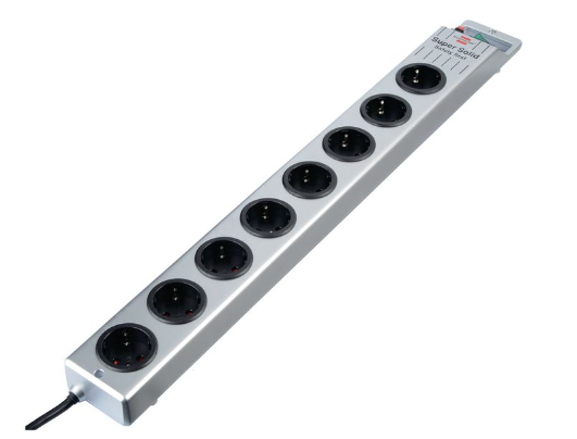 Brennenstuhl Elosztó Super-Solid 8x DE F típusú (CEE 7/3) aljzat - DE F típusú (CEE 7/4) dugó Fekete/ezüst 2.5m termék fő termékképe