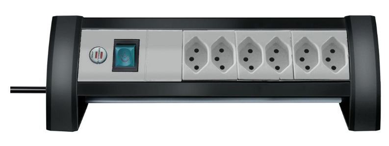 Brennenstuhl Asztali elosztó Premium Office-Line 6x CH J típusú (T13) aljzat - CH J típusú (T12) dugó Fekete/világosszürke 3m termék fő termékképe