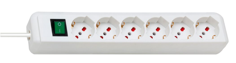 Brennenstuhl Elosztó Eco-Line 6x IT L típusú (P17/11) aljzat - IT L típusú (S17) dugó Fehér 1.4m termék fő termékképe