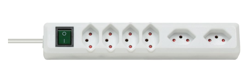 Brennenstuhl Elosztó Swiss-Line 6x CH J típusú (T13) aljzat - CH J típusú (T12) dugó Fehér 2m termék fő termékképe