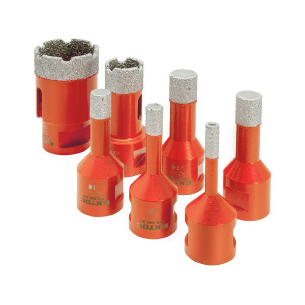 EXTOL Körkivágó csempére készlet 7 db, gyémánt vágóél; 6-35mm × M14, sarokcsiszolóba fogható termék fő termékképe