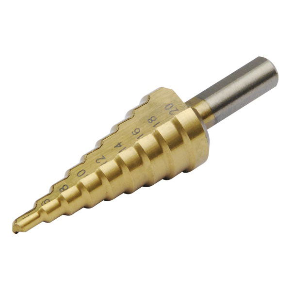 EXTOL Lépcsős fémfúró, 15 lépcsős; (4-32mm, 2mm lépcsők), befogás: 10mm, max. 5mm vastag anyagokhoz, TiN bevonat termék fő termékképe