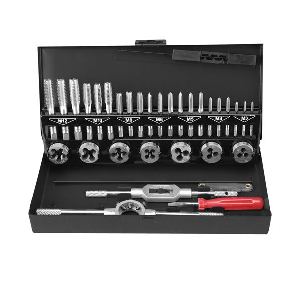 EXTOL Menetfúró menetmetsző klt., fém dobozban; 32db M3-M12, jó minőségű szénacél termék fő termékképe