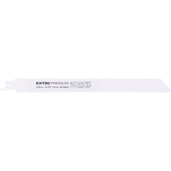 EXTOL Szablyafűrészlap készlet., 3db, Bosch befogás, 225 mm, 14T, Bimetal, fém anyagokhoz, tiszta vágás termék fő termékképe